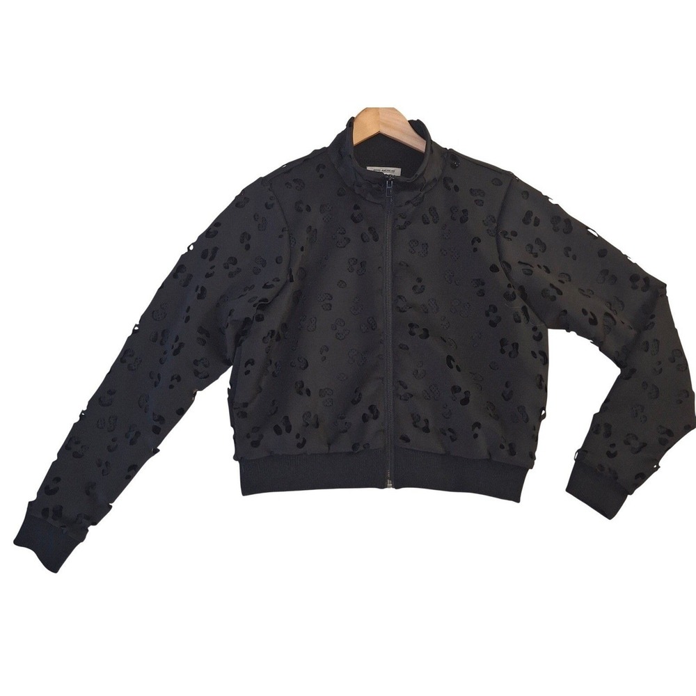 Good American Laser Scuba Crop Jacket Womens Size 2 Black